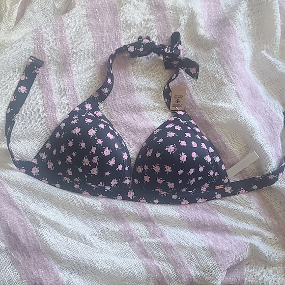 Pink Victorias Secret Push Up Triangle Bikini Top Floral Print - Picture 4 of 6
